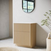 Grade A2 - 650mm Wooden Fluted Freestanding Countertop Vanity Unit - Matira Grade A2 - 650mm Wooden Fluted Freestanding Countertop Vanity Unit - Matira