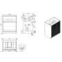 650mm Fluted Freestanding Wooden Countertop Vanity Unit with Black Worktop and Round Basin -Matira