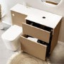 1150mm Wooden Fluted Right Hand Toilet and Sink Unit with Square Toilet and Chrome Fittings - Matira