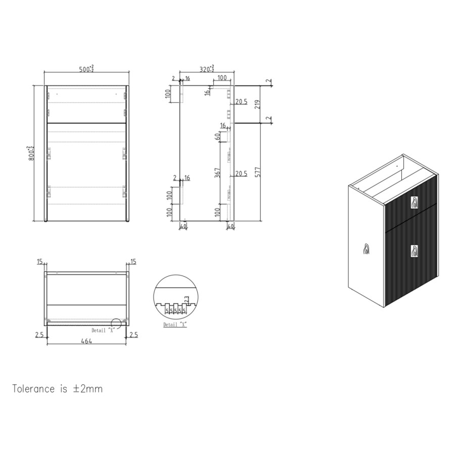 1150mm Wooden Fluted Right Hand Toilet and Sink Unit with Square Toilet and Chrome Fittings - Matira