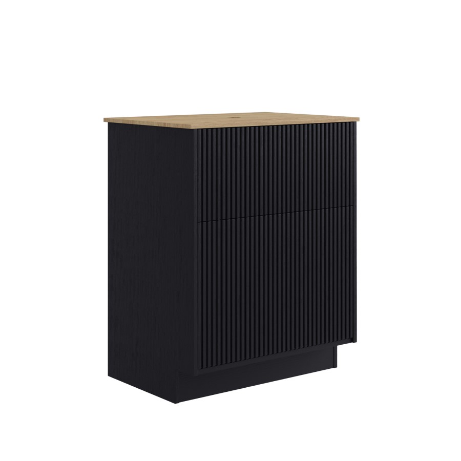 650mm Black Wooden Freestanding Countertop Vanity Unit with Wood Effect Worktop - Matira