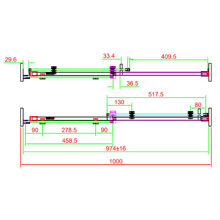 1000x800mm Ribbed / Fluted Glass Sliding Shower Enclosure Left Hand - Matira