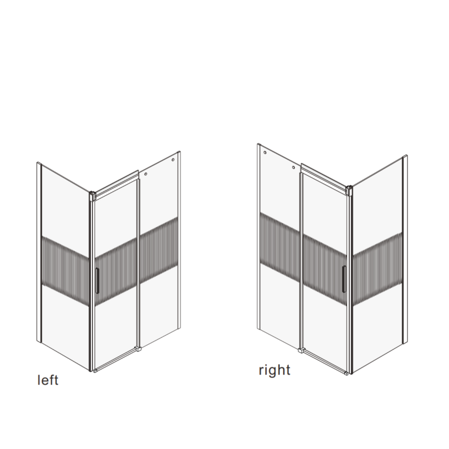 1000x800mm Ribbed / Fluted Glass Sliding Shower Enclosure Left Hand - Matira