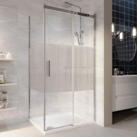 1000x800mm Ribbed / Fluted Glass Sliding Shower Enclosure Left Hand - Matira 1000x800mm Ribbed / Fluted Glass Sliding Shower Enclosure Left Hand - Matira