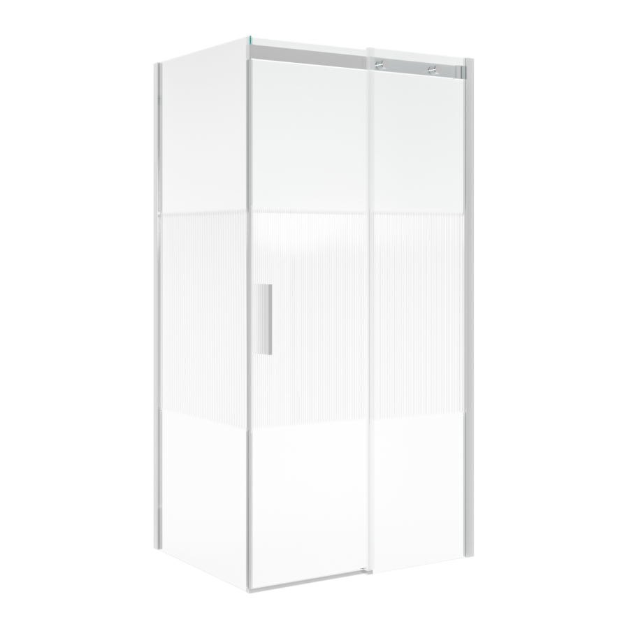 1000x800mm Ribbed / Fluted Glass Sliding Shower Enclosure Left Hand - Matira