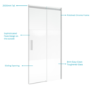 1000x800mm Ribbed / Fluted Glass Sliding Shower Enclosure Left Hand - Matira
