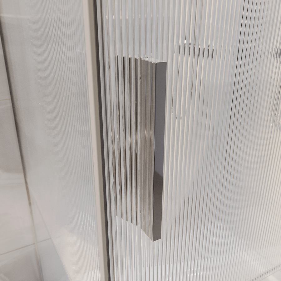 1000x800mm Ribbed / Fluted Glass Sliding Shower Enclosure Left Hand - Matira
