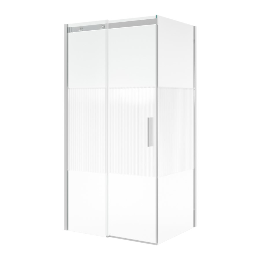 1000x800mm Ribbed / Fluted Glass Sliding Shower Enclosure Right Hand - Matira