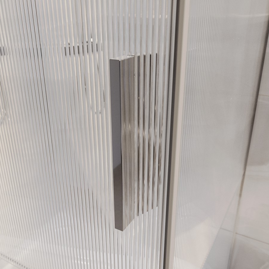 1000x800mm Ribbed / Fluted Glass Sliding Shower Enclosure Right Hand - Matira