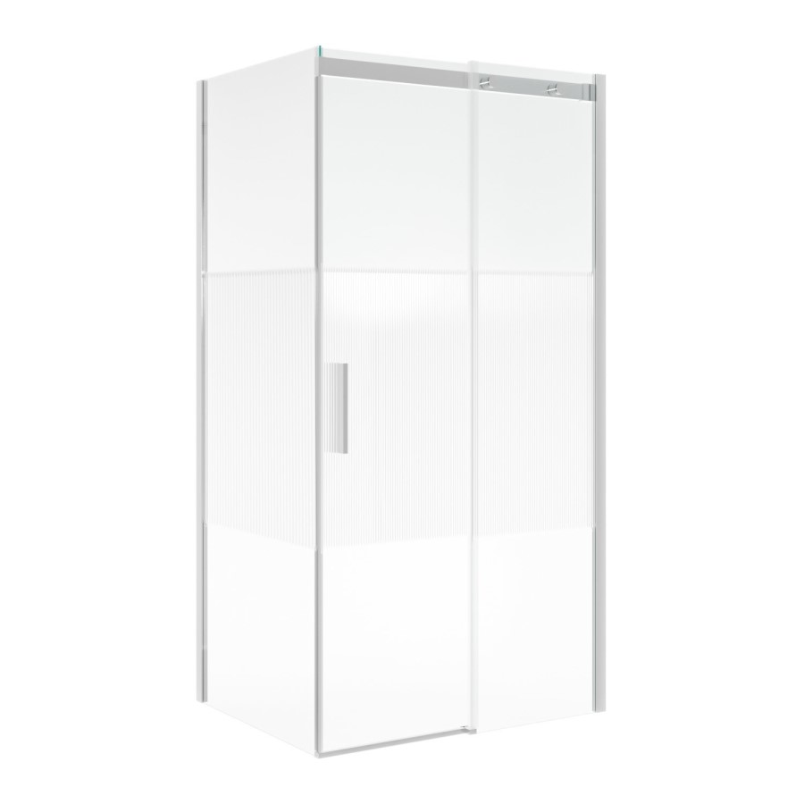 Ribbed / Fluted Glass 1200x800mm Sliding Shower Enclosure Left Hand - Matira