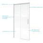 1200x800mm Chrome Frameless Fluted Glass Sliding Shower Enclosure Right Hand - Matira