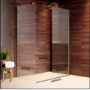 1400x800mm Brushed Brass Ribbed / Fluted Glass Double Shower Screen for Wet Room & Walk In Shower - Matira