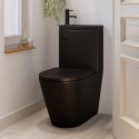BUN/MBLEGCBPAN/97848 Matt Black Close Coupled Closed Back Toilet with Sink on Top & Black Fittings Cloakroom Suite - Legend