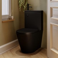Matt Black Close Coupled Closed Back Toilet with Sink on Top & Black Fittings Cloakroom Suite - Legend Matt Black Close Coupled Closed Back Toilet with Sink on Top & Black Fittings Cloakroom Suite - Legend