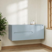 1200mm Blue Fluted Wall Hung Countertop Vanity Unit - Melbourne