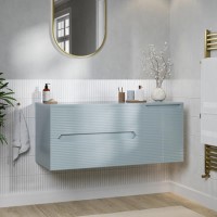 1200mm Blue Fluted Wall Hung Countertop Vanity Unit - Melbourne 1200mm Blue Fluted Wall Hung Countertop Vanity Unit - Melbourne