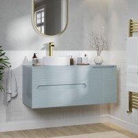 1200mm Blue Fluted Wall Hung Countertop Vanity Unit with Basin - Melbourne 1200mm Blue Fluted Wall Hung Countertop Vanity Unit with Basin - Melbourne