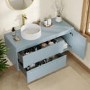 1200mm Blue Fluted Wall Hung Countertop Vanity Unit with Basin - Melbourne