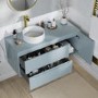 1200mm Blue Fluted Wall Hung Countertop Vanity Unit with Basin - Melbourne