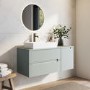 1200mm Blue Fluted Wall Hung Countertop Vanity Unit with Basin - Melbourne