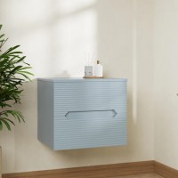 600mm Blue Fluted Wall Hung Countertop Vanity Unit - Melbourne
