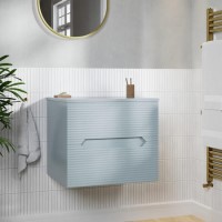 600mm Blue Fluted Wall Hung Countertop Vanity Unit - Melbourne 600mm Blue Fluted Wall Hung Countertop Vanity Unit - Melbourne