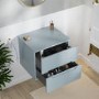600mm Blue Fluted Wall Hung Countertop Vanity Unit - Melbourne