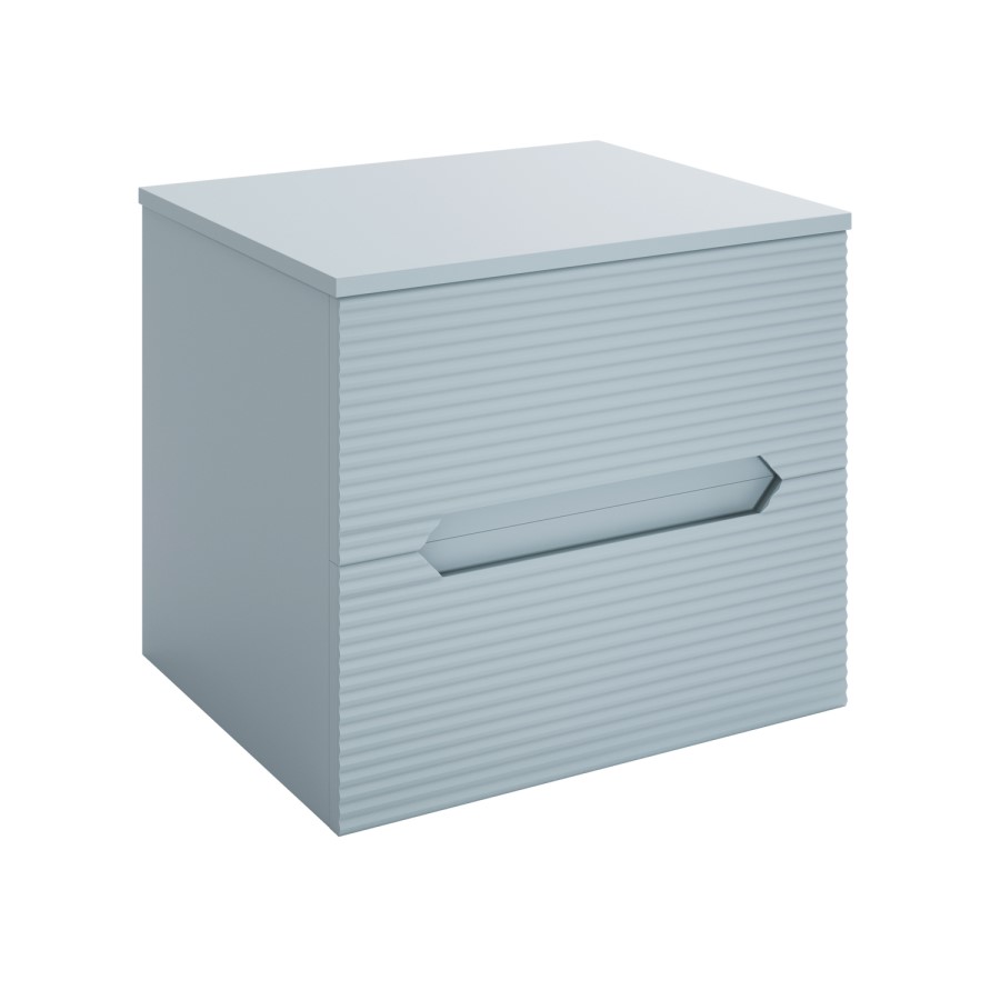 600mm Blue Fluted Wall Hung Countertop Vanity Unit - Melbourne