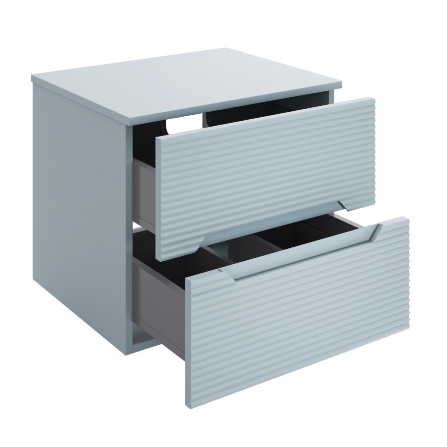 600mm Blue Fluted Wall Hung Countertop Vanity Unit - Melbourne