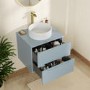 600mm Blue Fluted Wall Hung Countertop Vanity Unit with Basin - Melbourne