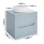 600mm Blue Fluted Wall Hung Countertop Vanity Unit with Basin - Melbourne
