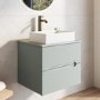 600mm Blue Fluted Wall Hung Countertop Vanity Unit with Basin - Melbourne