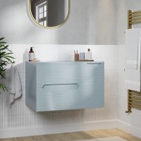 800mm Blue Fluted Wall Hung Countertop Vanity Unit - Melbourne 800mm Blue Fluted Wall Hung Countertop Vanity Unit - Melbourne