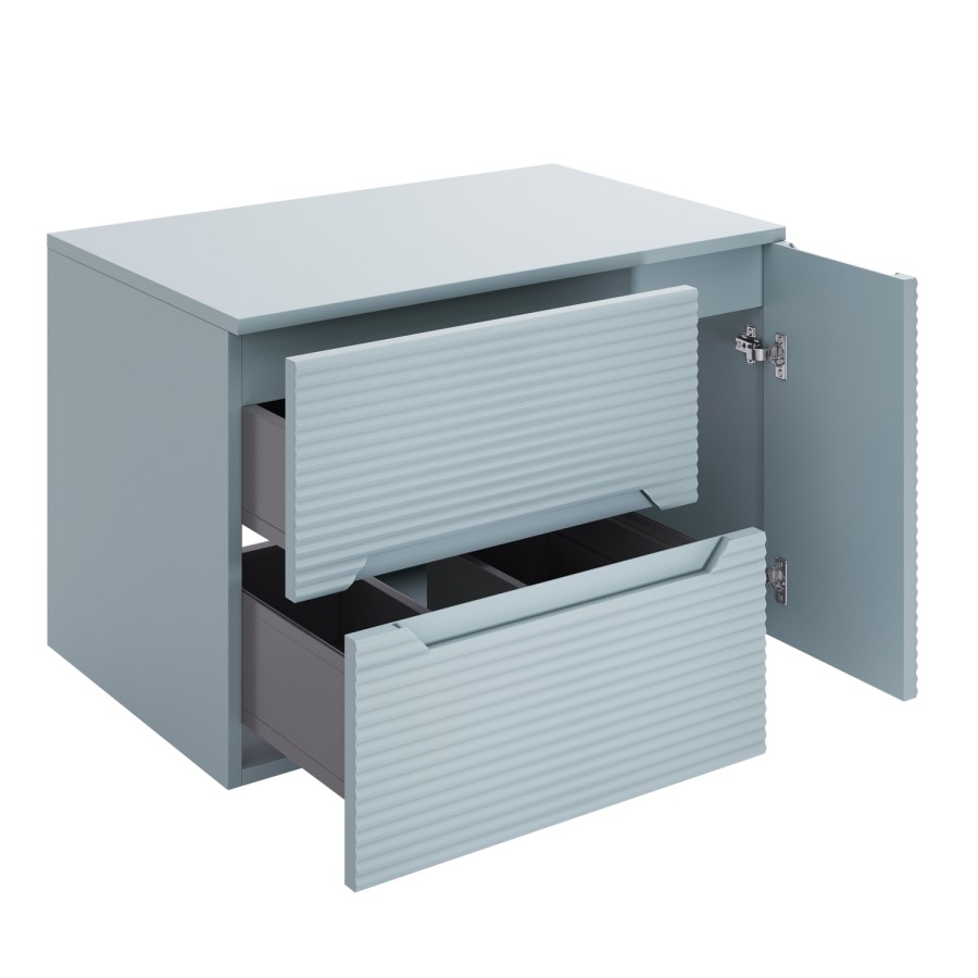 800mm Blue Fluted Wall Hung Countertop Vanity Unit - Melbourne