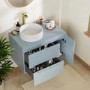 800mm Blue Fluted Wall Hung Countertop Vanity Unit with Basin - Melbourne