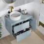 800mm Blue Fluted Wall Hung Countertop Vanity Unit with Basin - Melbourne
