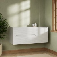 1200mm White Fluted Wall Hung Countertop Vanity Unit - Melbourne