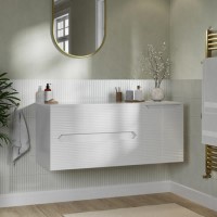 1200mm White Fluted Wall Hung Countertop Vanity Unit - Melbourne 1200mm White Fluted Wall Hung Countertop Vanity Unit - Melbourne