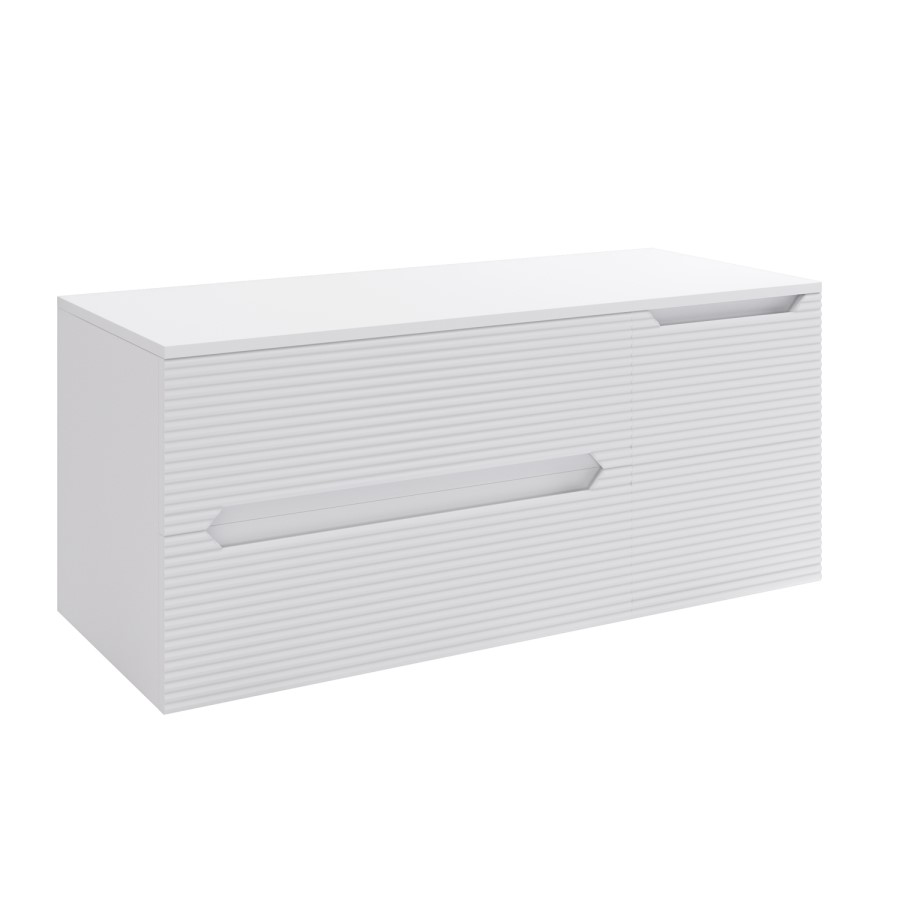 1200mm White Fluted Wall Hung Countertop Vanity Unit - Melbourne
