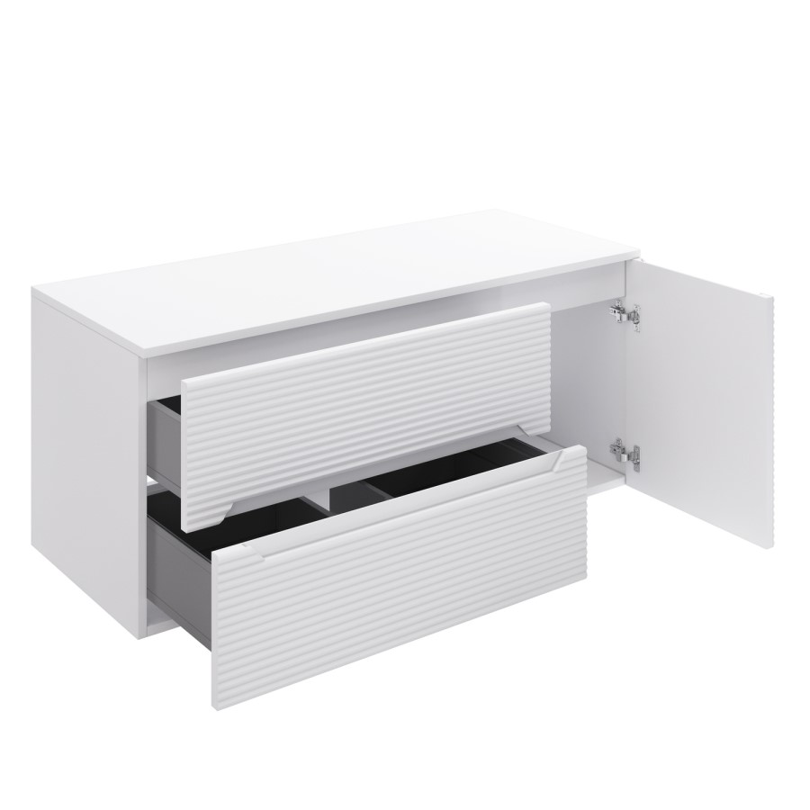 1200mm White Fluted Wall Hung Countertop Vanity Unit - Melbourne