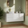 1200mm White Fluted Wall Hung Countertop Vanity Unit with Basin - Melbourne