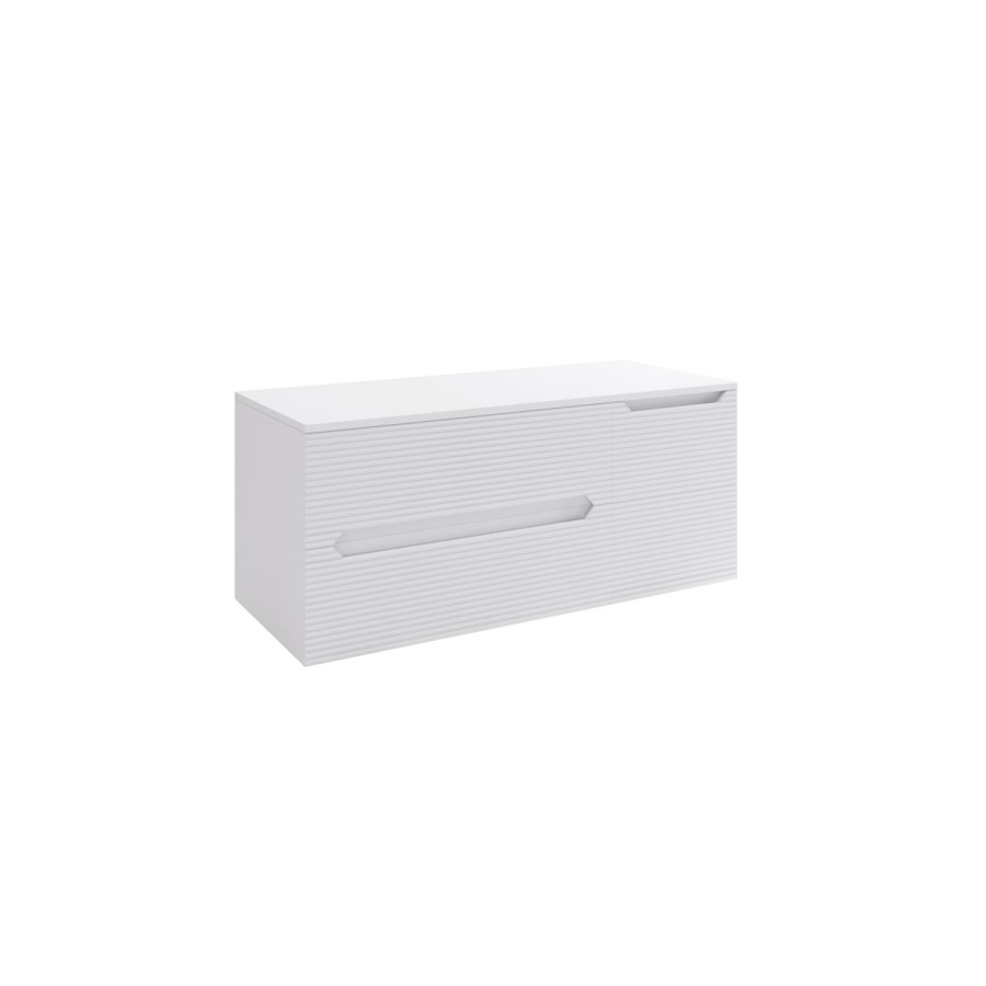 1200mm White Fluted Wall Hung Countertop Vanity Unit with Basin - Melbourne