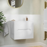 600mm White Fluted Wall Hung Countertop Vanity Unit - Melbourne 600mm White Fluted Wall Hung Countertop Vanity Unit - Melbourne