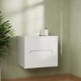600mm White Fluted Wall Hung Countertop Vanity Unit - Melbourne