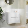 600mm White Fluted Wall Hung Countertop Vanity Unit - Melbourne
