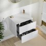 600mm White Fluted Wall Hung Countertop Vanity Unit - Melbourne