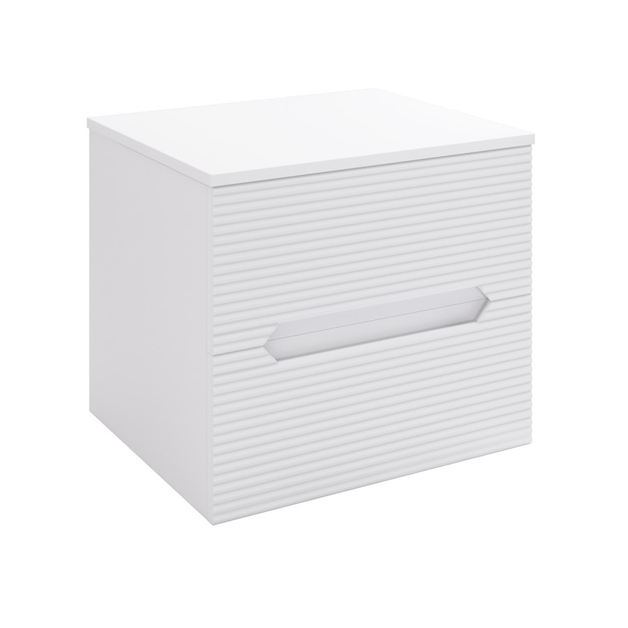 600mm White Fluted Wall Hung Countertop Vanity Unit - Melbourne