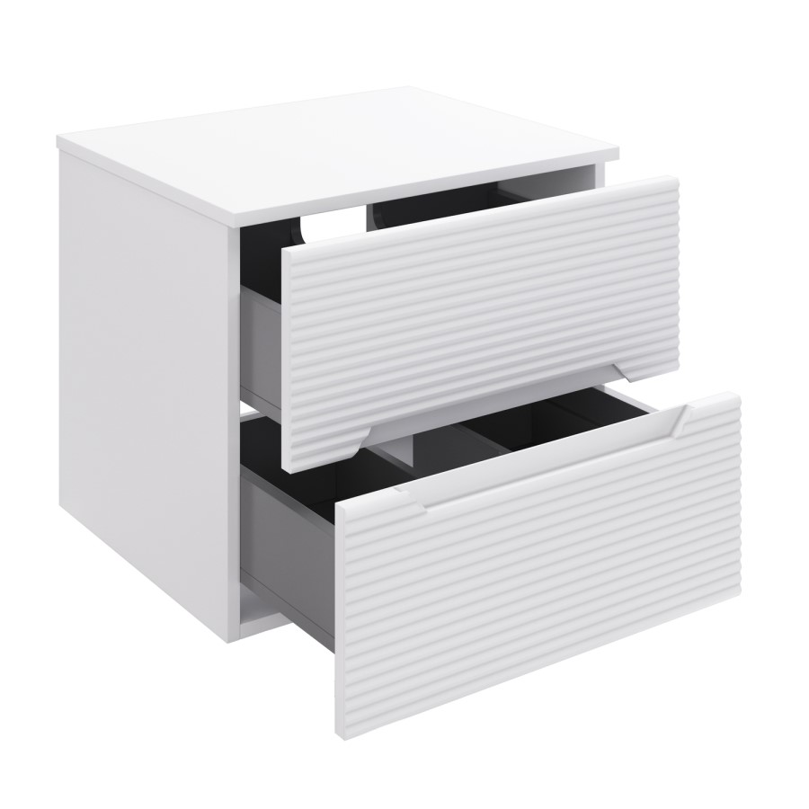 600mm White Fluted Wall Hung Countertop Vanity Unit - Melbourne