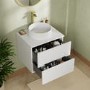 600mm White Fluted Wall Hung Countertop Vanity Unit with Basin - Melbourne 