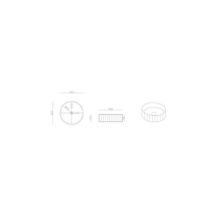 600mm White Fluted Wall Hung Countertop Vanity Unit with Basin - Melbourne 